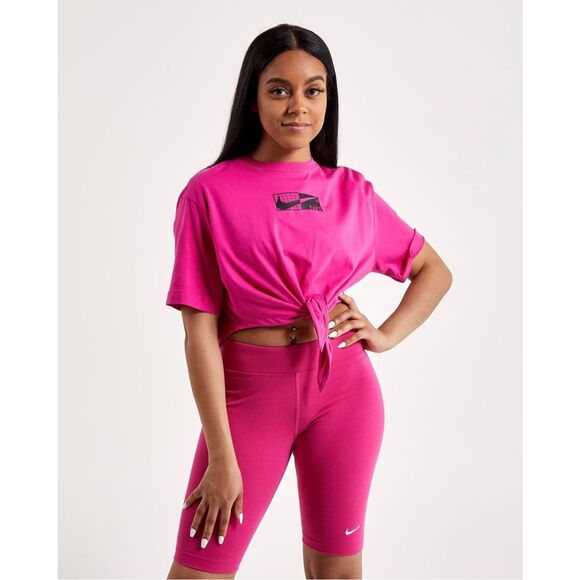 Nike GFX Women’s XL Short Sleeve Tech Top Magenta Front Tie Swoosh - Picture 1 of 7